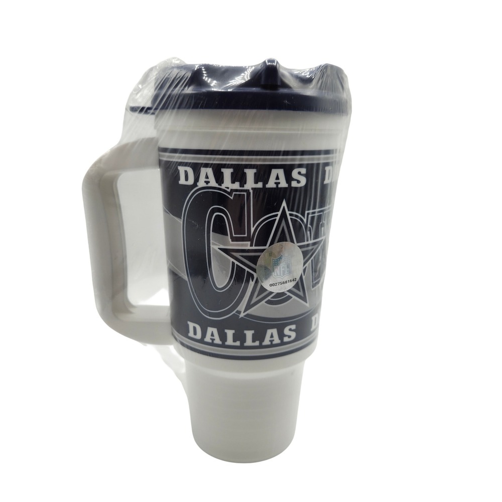NFL Dallas Cowboys Travel Mug Navy White Insulated Tumbler Gameday 24OZ